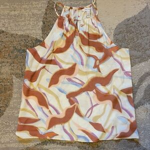 💜 Nine West Boho Halter Top Keyhole front and back Medium Summer Flowy Vacation